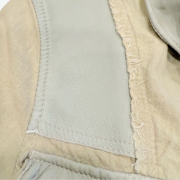 JKT NYC Jakett Khaki/ Green Utility Military Jacket Cotton/leather Trim S - Picture 12 of 13